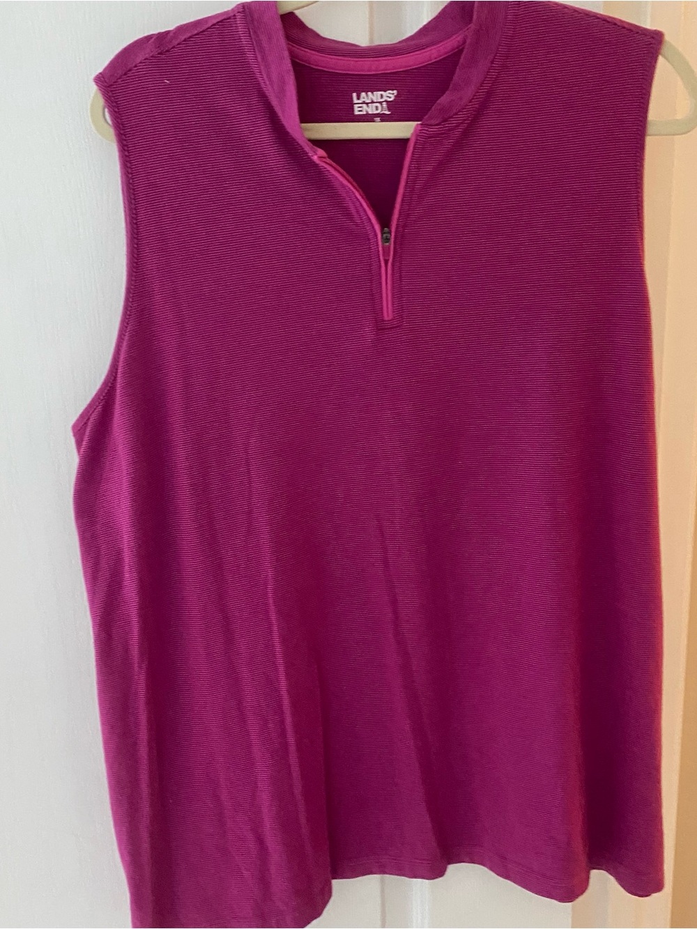 Lands' End Sleeveless Half-Zip Tank in Deep Pink